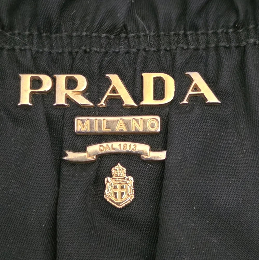 PRADA BLACK NYLON GAUFRE GATHERED TESSUTO ZIPPED SHOULDER BAG 2 Ways - Picture 4 of 17
